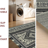 Ultra Soft Area Rug, Non Slip, Stain Resistant, Washable Area Rugs for Living Room, Bedroom, Vibrant Geometric Folk Art(Black)