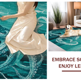Ultra Soft Area Rug, Non Slip, Stain Resistant, Washable Area Rugs for Living Room, Bedroom, Marine Life Inspired with Abstract Octopus and School of Fish Design(Blue)