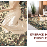 Ultra Soft Area Rug, Non Slip, Stain Resistant, Washable Area Rugs for Living Room, Bedroom, Chic Vintage Ogee Pattern Display(Beige)