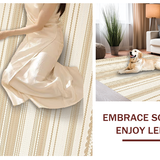 Ultra Soft Area Rug, Non Slip, Stain Resistant, Washable Area Rugs for Living Room, Bedroom, Rustic Natural Scalloped Elegance(Beige)