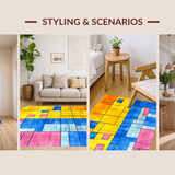 Ultra Soft Area Rug, Non Slip, Stain Resistant, Washable Area Rugs for Living Room, Bedroom, Colorful Modern Abstract Arrangement(Yellow)
