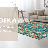 Ultra Soft Area Rug, Non Slip, Stain Resistant, Washable Area Rugs for Living Room, Bedroom, Elegant Pastel Floral Composition(Blue)