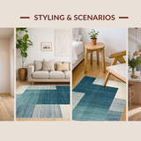 Ultra Soft Area Rug, Non Slip, Stain Resistant, Washable Area Rugs for Living Room, Bedroom, Transitional Ombre Rug: Subtle Color Variations, Smooth Surface Design(Blue)