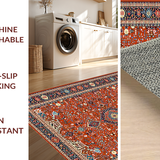 Ultra Soft Area Rug, Non Slip, Stain Resistant, Washable Area Rugs for Living Room, Bedroom, Vintage Ethnic Burnt Orange Motif(Red)