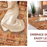 Ultra Soft Area Rug, Non Slip, Stain Resistant, Washable Area Rugs for Living Room, Bedroom, Chic Ogee Inspired Composition(Brown)