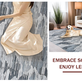 Ultra Soft Area Rug, Non Slip, Stain Resistant, Washable Area Rugs for Living Room, Bedroom, Sleek Grey Geometric Motif(Gray)