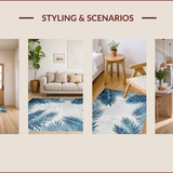 Ultra Soft Area Rug, Non Slip, Stain Resistant, Washable Area Rugs for Living Room, Bedroom, Coastal Nautical Floral Essence(Blue)