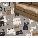 Ultra Soft Area Rug, Non Slip, Stain Resistant, Washable Area Rugs for Living Room, Bedroom, Funky Gray Cat Graphic Design(Gray)