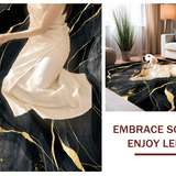 Ultra Soft Area Rug, Non Slip, Stain Resistant, Washable Area Rugs for Living Room, Bedroom, Stylish Marble Gold Composition(Black)