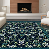Ultra Soft Area Rug, Non Slip, Stain Resistant, Washable Area Rugs for Living Room, Bedroom, Bold Colorful Ogee Pattern(Blue)