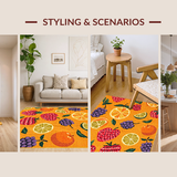Ultra Soft Area Rug, Non Slip, Stain Resistant, Washable Area Rugs for Living Room, Bedroom, Cheerful Harvest Fruit Arrangement(Yellow)
