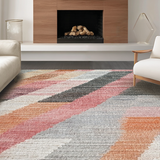 Ultra Soft Area Rug, Non Slip, Stain Resistant, Washable Area Rugs for Living Room, Bedroom, Shaggy Style Macaroon Hue Rug with Modern Chevron and Zigzag Prints(Beige)