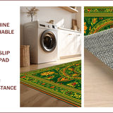 Ultra Soft Area Rug, Non Slip, Stain Resistant, Washable Area Rugs for Living Room, Bedroom, Vintage Green Tribal Living Room Stain-Resistant Rug(Green)