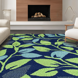 Artistic Navy Green Floral Fusion(Blue)