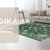 Ultra Soft Area Rug, Non Slip, Stain Resistant, Washable Area Rugs for Living Room, Bedroom, Rustic Textured Tiled Pattern(Green)