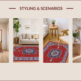 Ultra Soft Area Rug, Non Slip, Stain Resistant, Washable Area Rugs for Living Room, Bedroom, Traditional Red Medallion Living Room Area Rug(Red)