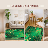 Ultra Soft Area Rug, Non Slip, Stain Resistant, Washable Area Rugs for Living Room, Bedroom, Artistic Insect Floral Fusion(Green)