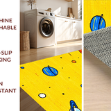 Ultra Soft Area Rug, Non Slip, Stain Resistant, Washable Area Rugs for Living Room, Bedroom, Astronaut Adventure Dynamic Aesthetic(Yellow)