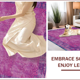 Ultra Soft Area Rug, Non Slip, Stain Resistant, Washable Area Rugs for Living Room, Bedroom, Playful Pink Whimsical Design(Pink)