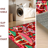 Ultra Soft Area Rug, Non Slip, Stain Resistant, Washable Area Rugs for Living Room, Bedroom, Eclectic Vibrant Nature Theme(Red)