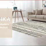 Ultra Soft Area Rug, Non Slip, Stain Resistant, Washable Area Rugs for Living Room, Bedroom, Contemporary Earthy Toned Lines(Gray)
