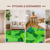 Lush Green Textured Moss Motif(Green)