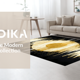 Ultra Soft Area Rug, Non Slip, Stain Resistant, Washable Area Rugs for Living Room, Bedroom, Chic Soft Curved Sun Patterns(Gold)
