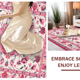 Ultra Soft Area Rug, Non Slip, Stain Resistant, Washable Area Rugs for Living Room, Bedroom, Modern Pastel Floral Fusion(White)
