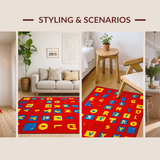 Ultra Soft Area Rug, Non Slip, Stain Resistant, Washable Area Rugs for Living Room, Bedroom, Lively Shape Exploration Canvas(Red)