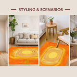 Ultra Soft Area Rug, Non Slip, Stain Resistant, Washable Area Rugs for Living Room, Bedroom, Whimsical Sunburst Boho Aesthetic(Orange)