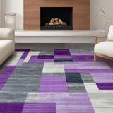 Ultra Soft Area Rug, Non Slip, Stain Resistant, Washable Area Rugs for Living Room, Bedroom, Stylish Lattice Patterned Elegance(Purple)