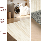 Ultra Soft Area Rug, Non Slip, Stain Resistant, Washable Area Rugs for Living Room, Bedroom, Elegant Creamy Scalloped Aesthetic(Beige)