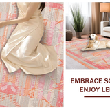 Ultra Soft Area Rug, Non Slip, Stain Resistant, Washable Area Rugs for Living Room, Bedroom, Luxurious Modern Lattice Aesthetic(Pink)