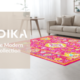 Ultra Soft Area Rug, Non Slip, Stain Resistant, Washable Area Rugs for Living Room, Bedroom, Chic Distressed Linear Aesthetic(Pink)
