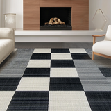 Ultra Soft Area Rug, Non Slip, Stain Resistant, Washable Area Rugs for Living Room, Bedroom, Chic Abstract Tiled Composition(Gray)