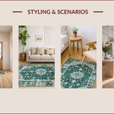 Ultra Soft Area Rug, Non Slip, Stain Resistant, Washable Area Rugs for Living Room, Bedroom, Rustic Green Blue Patterned Textile(Blue)