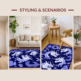 Ultra Soft Area Rug, Non Slip, Stain Resistant, Washable Area Rugs for Living Room, Bedroom, Enchanting Dragon Thematic Decor(Blue)