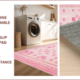 Ultra Soft Area Rug, Non Slip, Stain Resistant, Washable Area Rugs for Living Room, Bedroom, Delicate Cute Floral Accents(Pink)