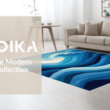 Ultra Soft Area Rug, Non Slip, Stain Resistant, Washable Area Rugs for Living Room, Bedroom, Delicate Aqua Ripple Motif(Blue)