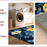 Ultra Soft Area Rug, Non Slip, Stain Resistant, Washable Area Rugs for Living Room, Bedroom, Chrysanthemum Floral Elegance(Blue)