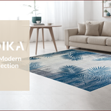 Ultra Soft Area Rug, Non Slip, Stain Resistant, Washable Area Rugs for Living Room, Bedroom, Tropical Inspired Botanical Motif(Blue)