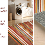 Ultra Soft Area Rug, Non Slip, Stain Resistant, Washable Area Rugs for Living Room, Bedroom, Rustic Earthy Striped Motif(Red)