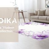 Ultra Soft Area Rug, Non Slip, Stain Resistant, Washable Area Rugs for Living Room, Bedroom, Contemporary Circular Flower Pattern(Purple)