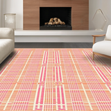 Ultra Soft Area Rug, Non Slip, Stain Resistant, Washable Area Rugs for Living Room, Bedroom, Artful Striped Color Block Design(Orange)