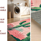 Ultra Soft Area Rug, Non Slip, Stain Resistant, Washable Area Rugs for Living Room, Bedroom, Contemporary Lively Cactus Print(Pink)