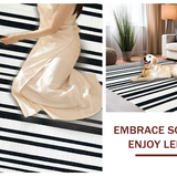 Ultra Soft Area Rug, Non Slip, Stain Resistant, Washable Area Rugs for Living Room, Bedroom, Minimalist Monochrome Linear Pattern Rug with Bold Black and White Stripes(Black)