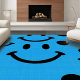 Ultra Soft Area Rug, Non Slip, Stain Resistant, Washable Area Rugs for Living Room, Bedroom, Preppy Cool Round Accent(Blue)
