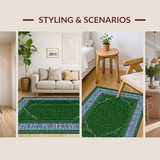 Ultra Soft Area Rug, Non Slip, Stain Resistant, Washable Area Rugs for Living Room, Bedroom, Sleek Green Trellis Pattern(Green)