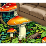 Ultra Soft Area Rug, Non Slip, Stain Resistant, Washable Area Rugs for Living Room, Bedroom, Vintage Mushroom Forest(Red)