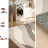 Ultra Soft Area Rug, Non Slip, Stain Resistant, Washable Area Rugs for Living Room, Bedroom, Sleek Minimalist Tiled Design(Beige)